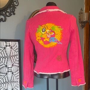 Vintage ivy jane Hot Pink Embroidered Dragon 100% cotton Jacket